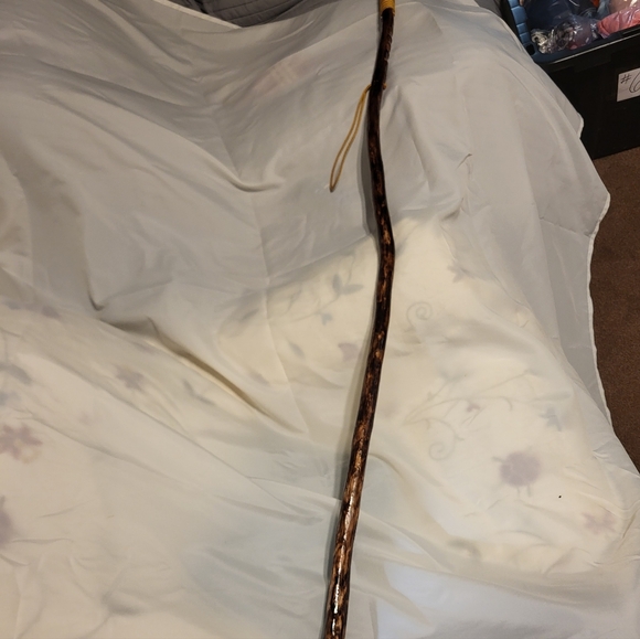 58" Natural Wood Grooved Grip Nylon Wrist Strap Handmade Walking Hiking Stick - Picture 11 of 11